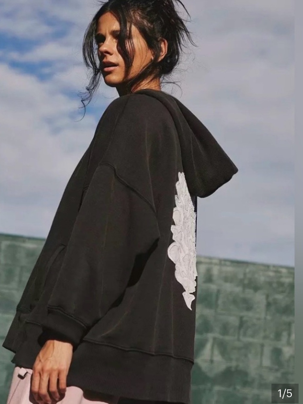 Free People Movement SPRINT TO THE FINISH EMBROIDERED LOGO HOODIE XS